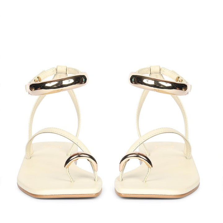 Elegant off white flat sandals