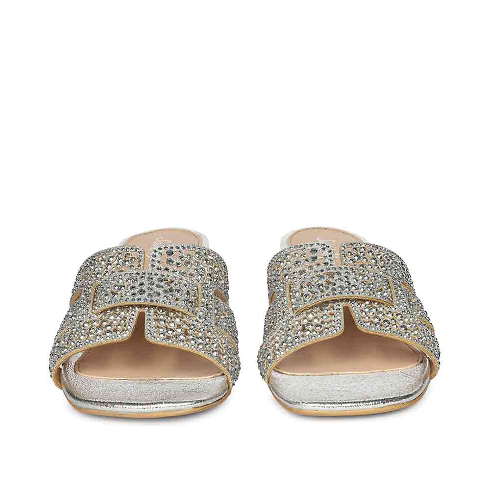 Saint Stevie Crystal Silver Leather Block Heels