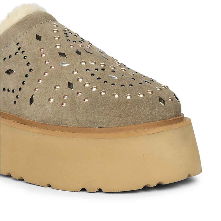 Saint Glaressa Studded Platform Suede Leather Slip-Ons