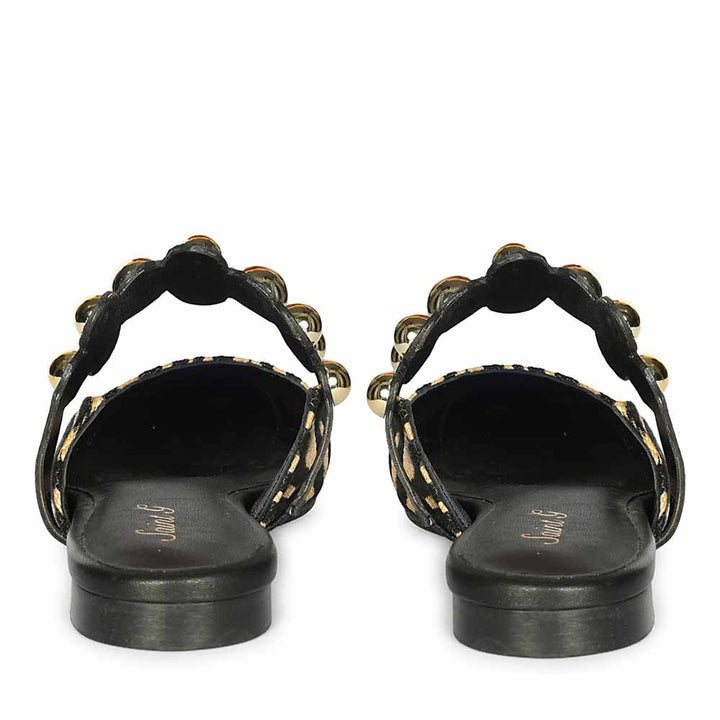 Saint Danika Beige Zebra Studded Leather Flats