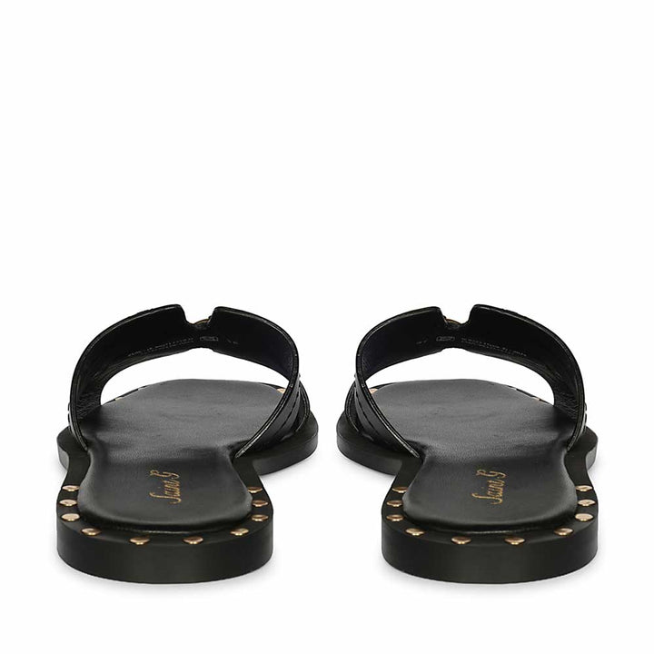 Saint Alaina Black Leather Slides