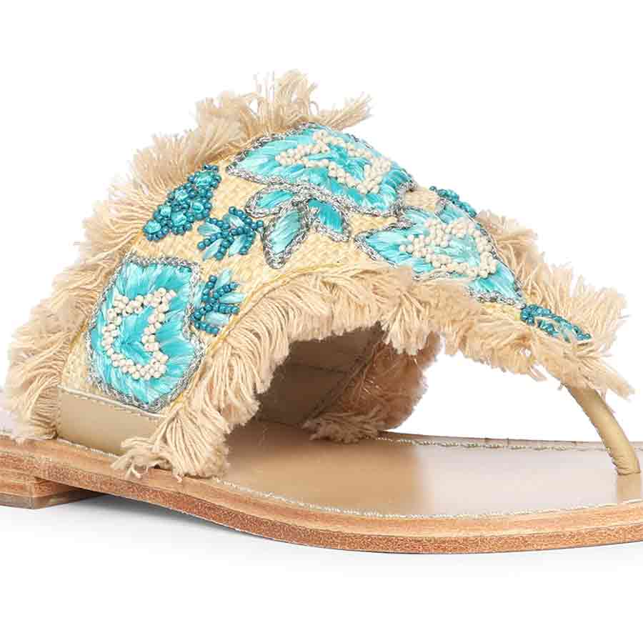 Premium embroidered leather sandals