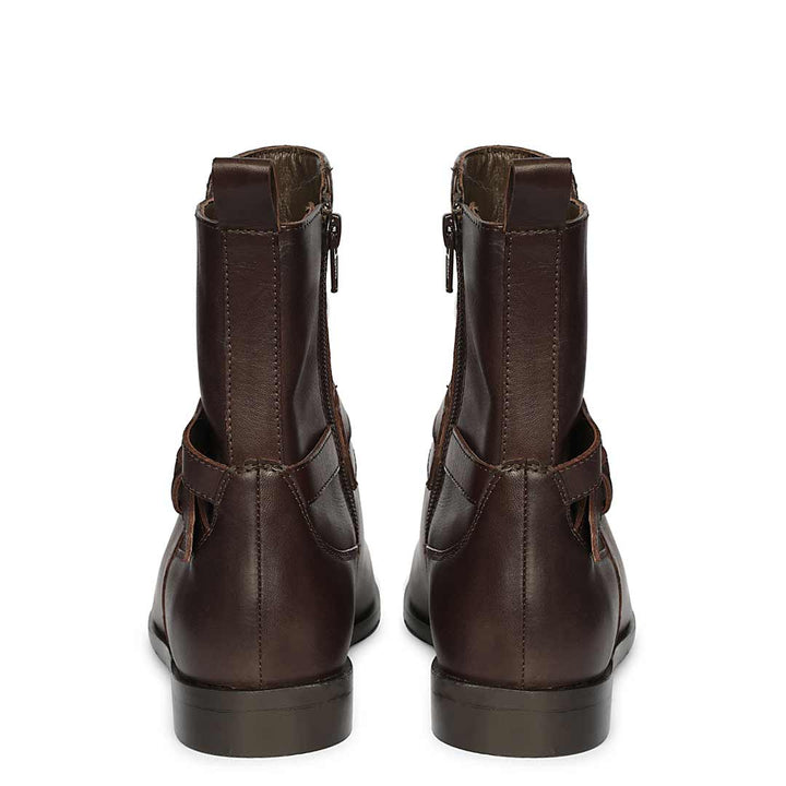 Saint Zola Brown Leather Buckle Ankle Boots