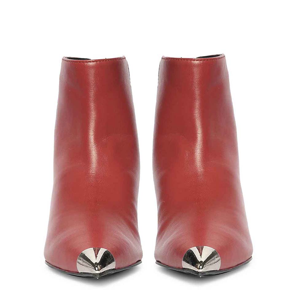 Saint Celvyn Bordo Leather Metal Capped Toe Ankle Boots