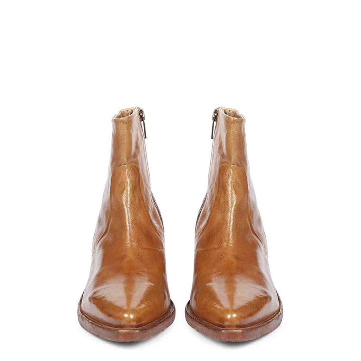 Saint Emelia Tan Leather Washed Ankle Boot