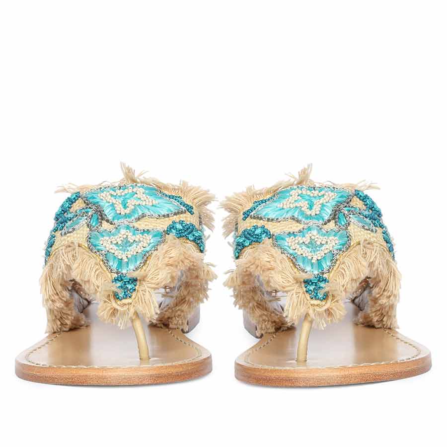 Designer embroidered flat sandals