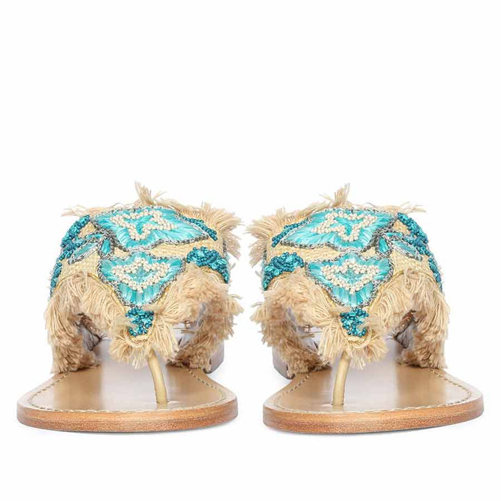 Designer embroidered flat sandals