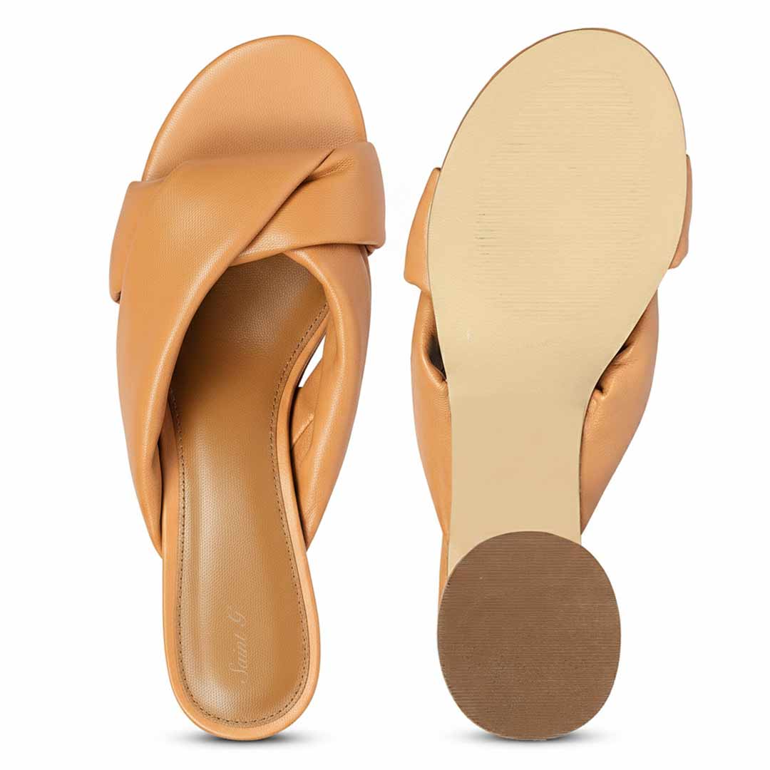Saint Athena Tan Glove Leather Block Heels