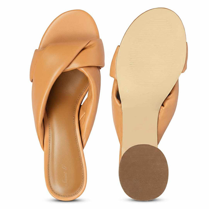 Saint Athena Tan Glove Leather Block Heels
