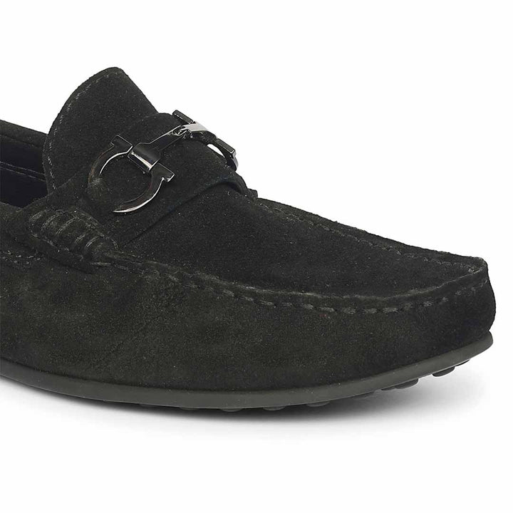 Saint Adrien Black Suede Leather Saddle Loafers