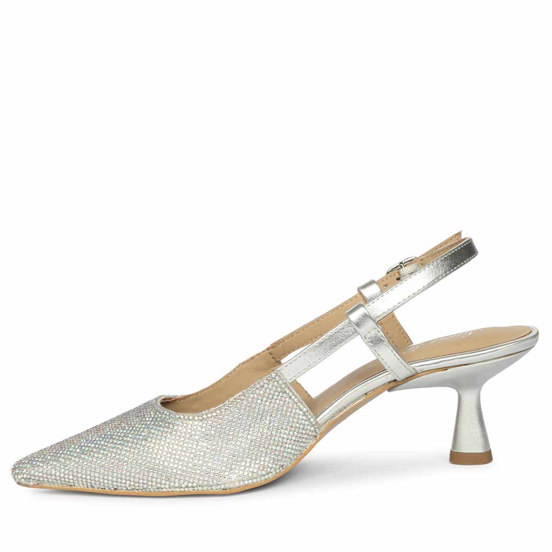 Saint Trinity Crystal Glimmer Silver Leather Pumps