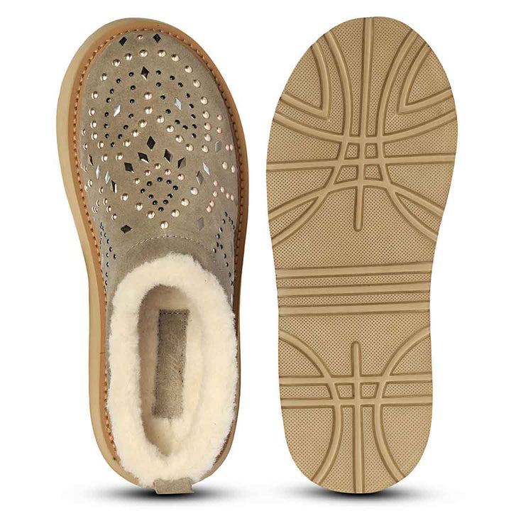 Saint Glaressa Studded Platform Suede Leather Slip-Ons