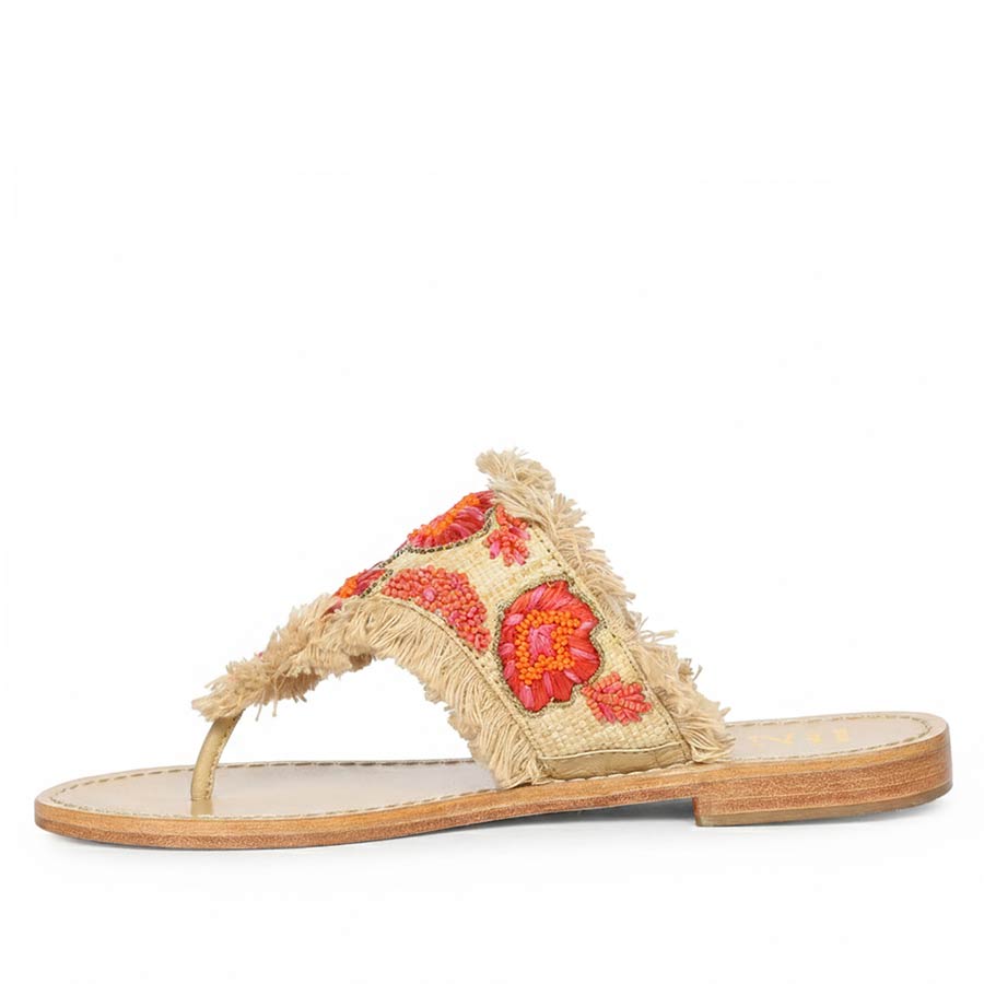 Hand embroidered leather flats women