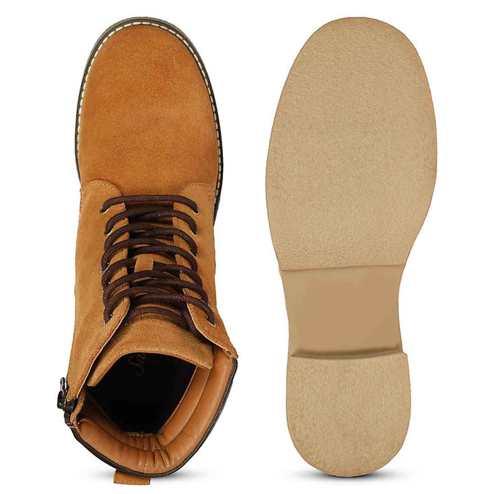 Saint Esme Tan Suede Leather Lace Up Boots