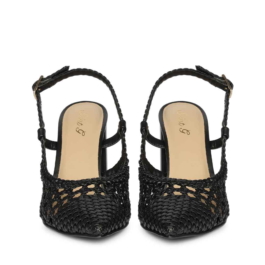Saint Felicia Black Woven Block Heels
