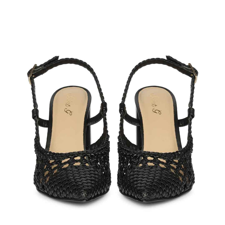 Saint Felicia Black Woven Block Heels