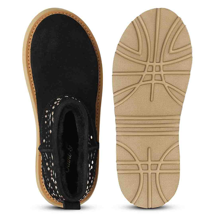 Saint Eislyn Studded Black Suede Leather Platform Boots