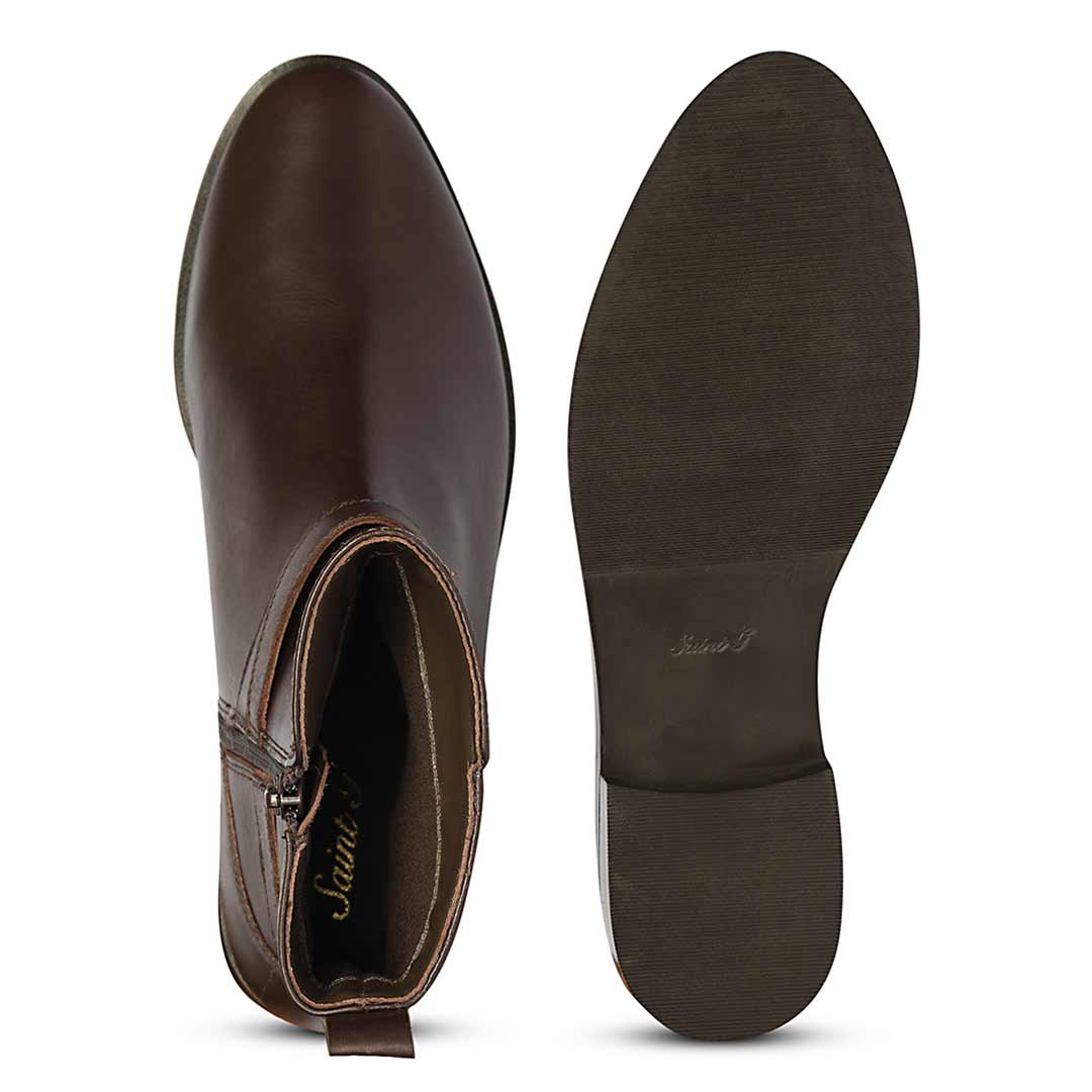 Saint Zola Brown Leather Buckle Ankle Boots