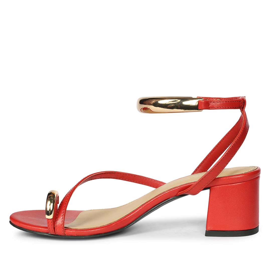 Saint Harlow Gold Trim Gojiberry Leather Block Heel