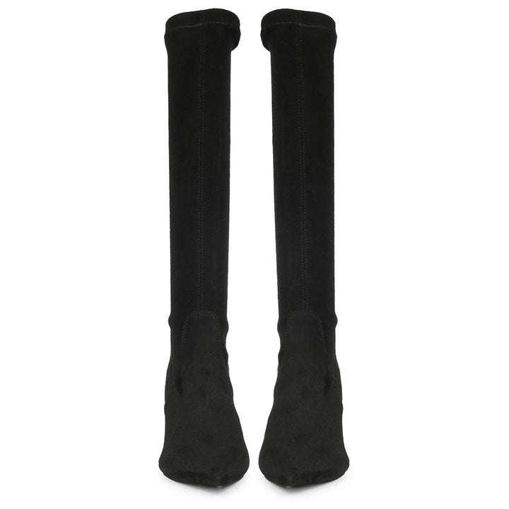 Saint Maren Black Stretch Suede Knee High Long Boots