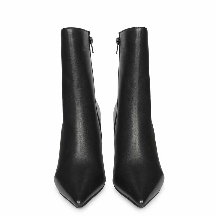 Saint Romane Black Leather Flared Block Heel Ankle Boots