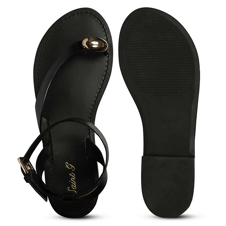 Saint Faye Black Leather Sandals