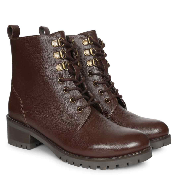 Saint Moira Brown Leather Lace up Ankle Boots