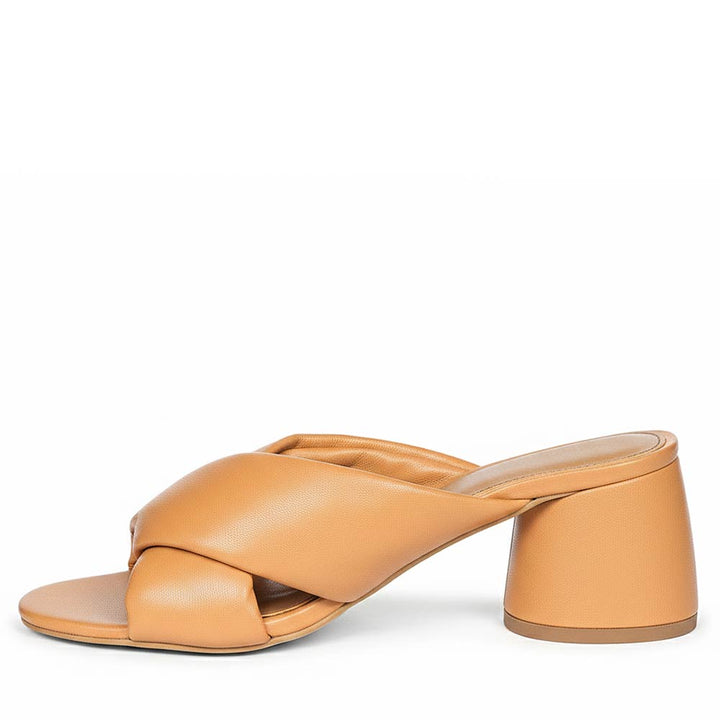Saint Athena Tan Glove Leather Block Heels