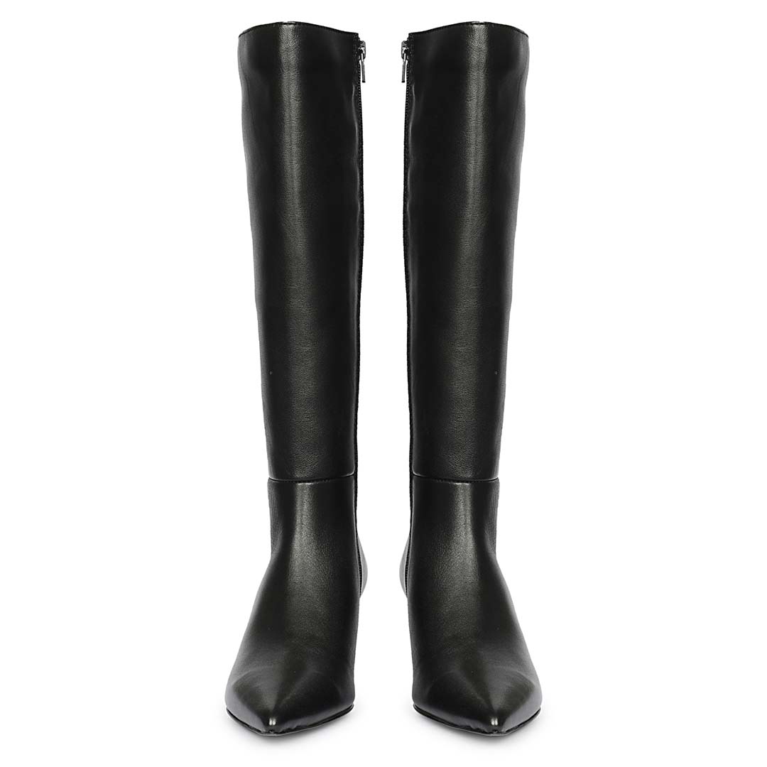 Saint Sadie Gold Metal Muse Black Leather Tall Boots