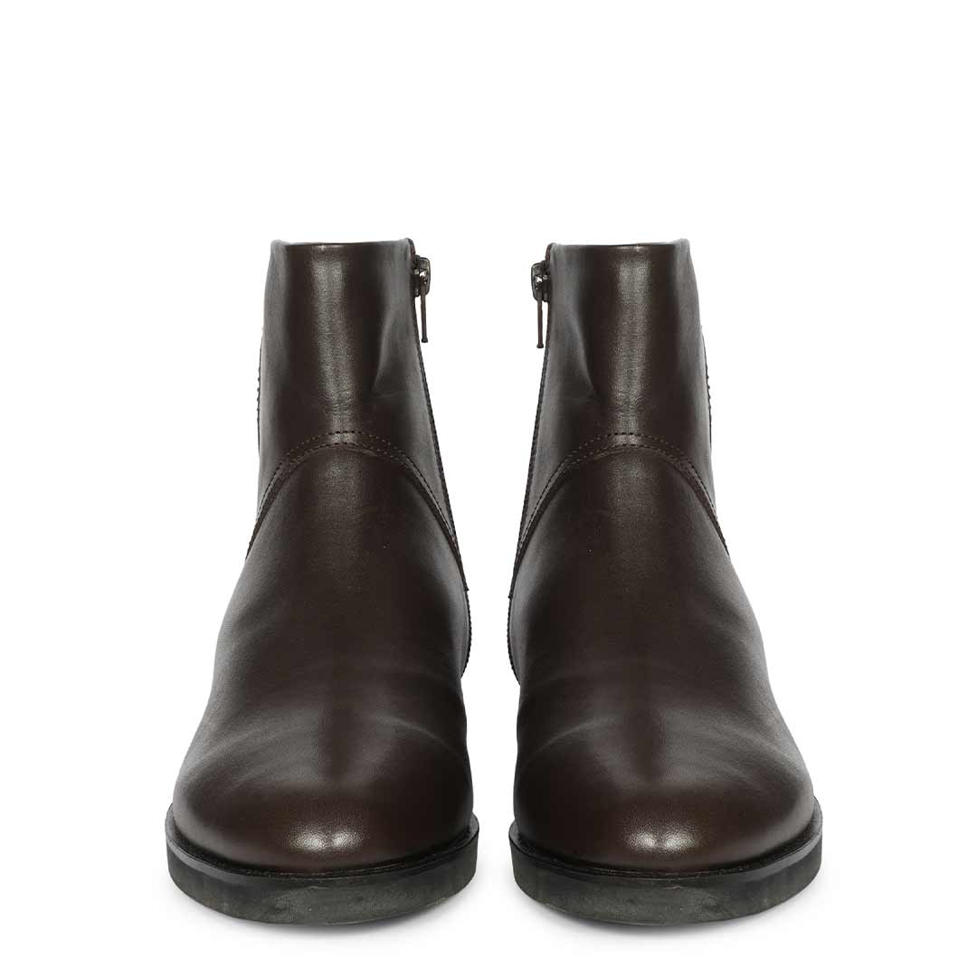 Saint Ryann Brown Leather Handcrafted  InSide Zippers Ankle Boots
