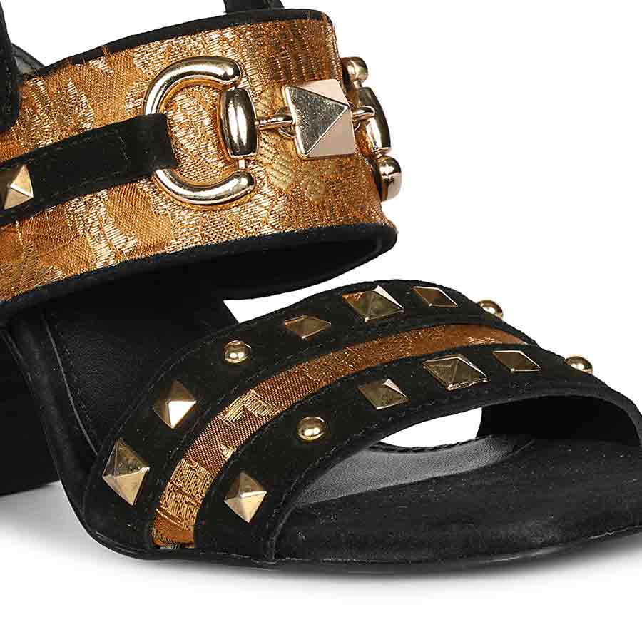 Saint Larisa Embellished Black Leather High Block Heels