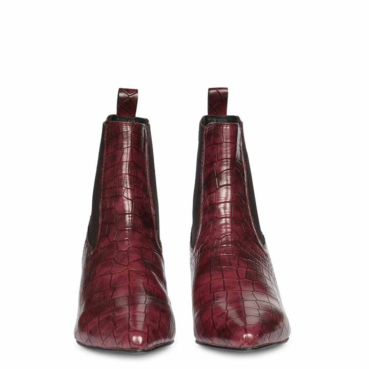 Saint Chloé Brown Print Leather Kitten Heel Ankle Boots