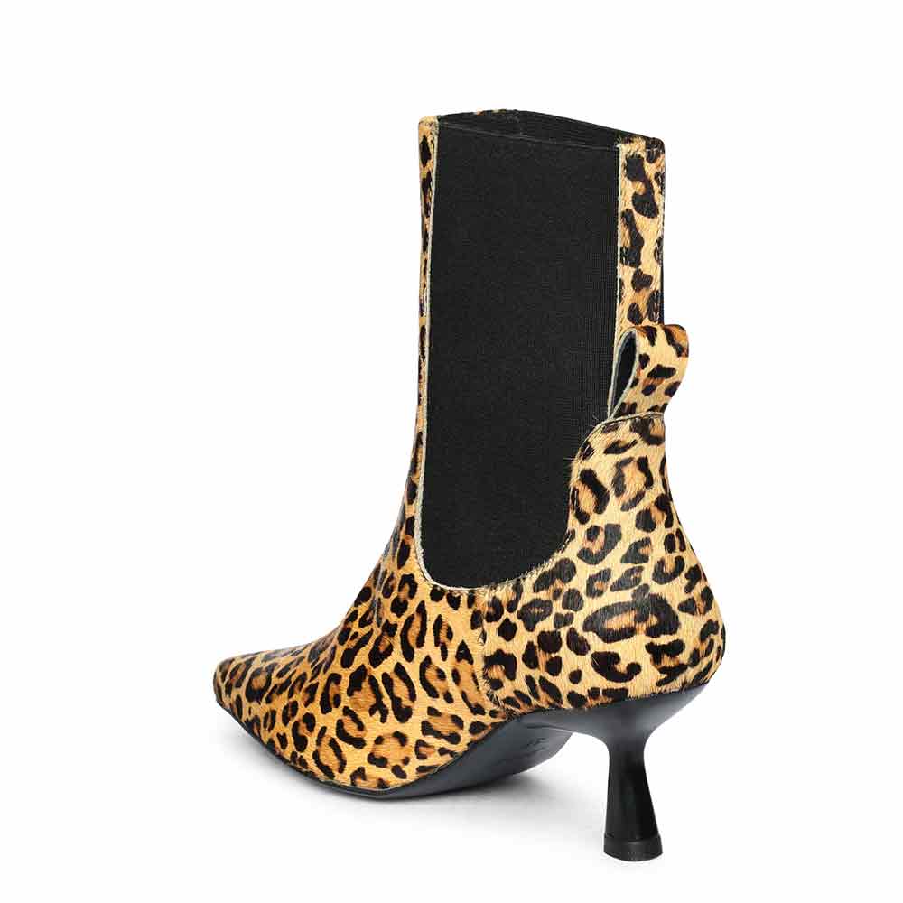 Saint Oriana Leo Print Leather Ankle Boots