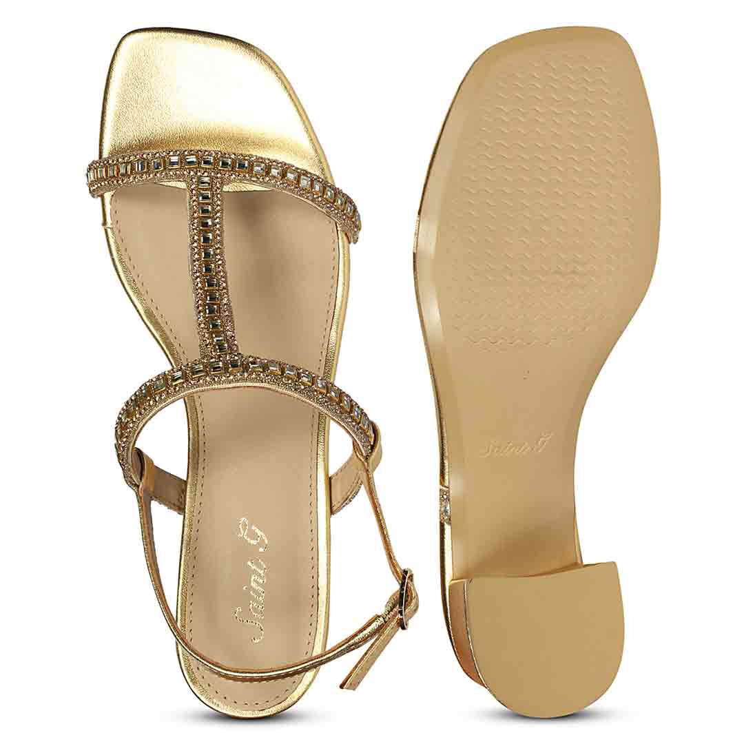 Saint Juno Golden Hour Jewel Leather Low Block Heels
