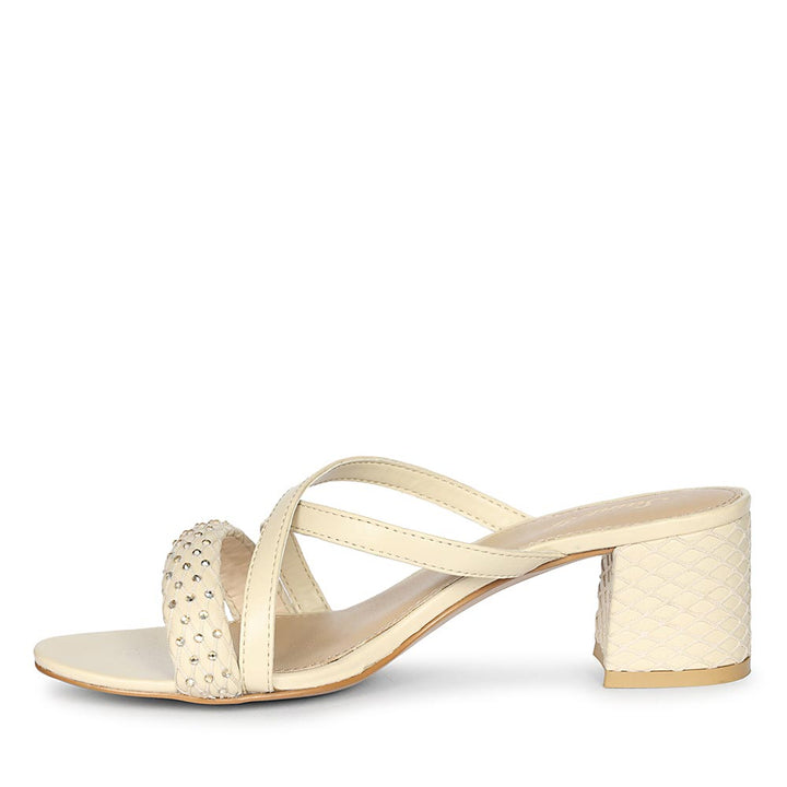 Off White Embellished Dress Heels