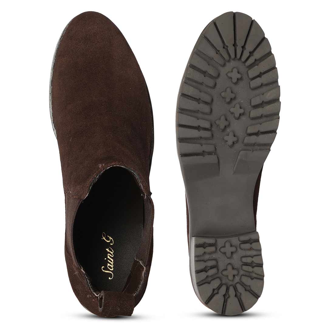 Saint Isa Brown Suede Leather Ankle Boots