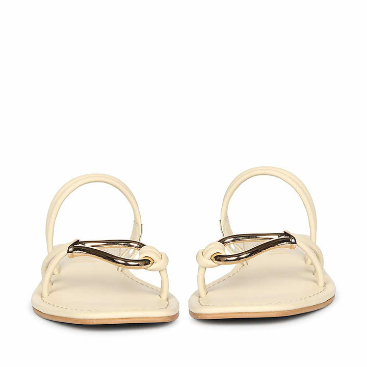 Saint Saura Off White Metal Trim Leather Flats