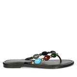 Milira Multi Stone Black Leather Flats