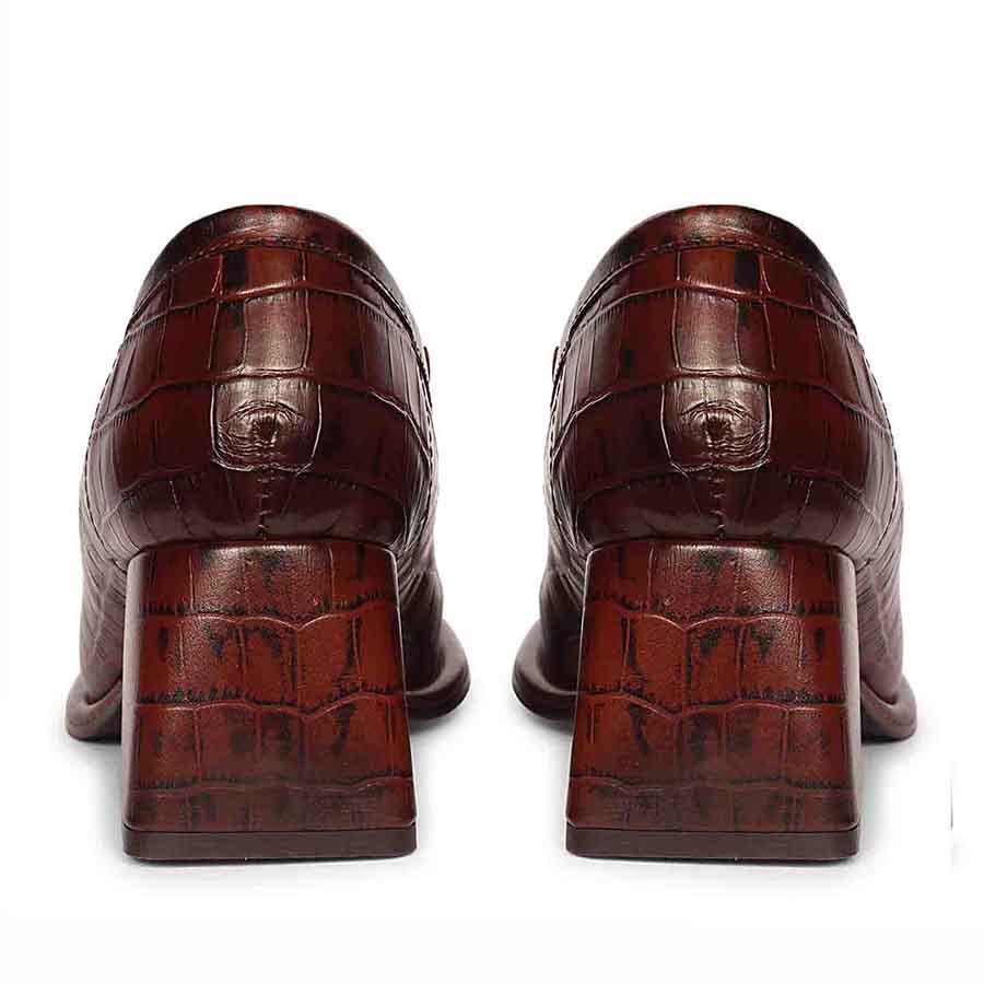 Saint Viviana Croc Embossed Chocolate Leather Moccasins