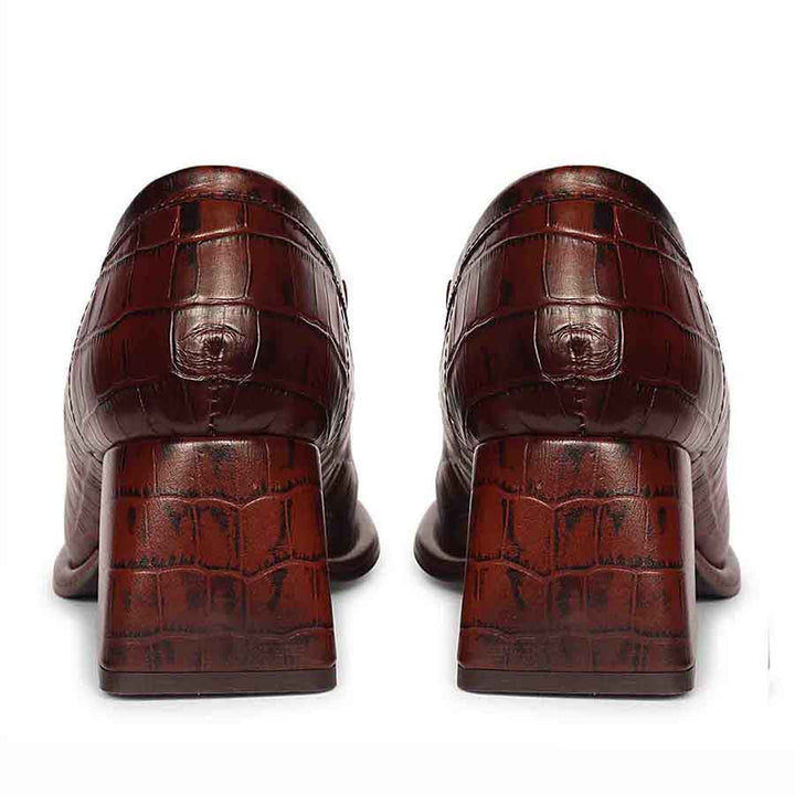 Saint Viviana Croc Embossed Chocolate Leather Moccasins