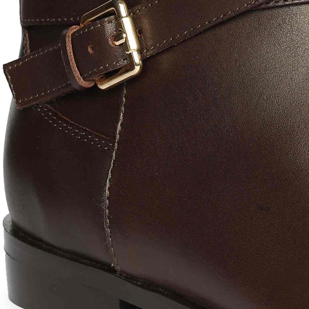 Saint Zola Brown Leather Buckle Ankle Boots