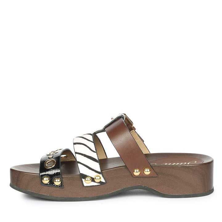 Saint Avely Embellished Brown Leather Platform Sandals