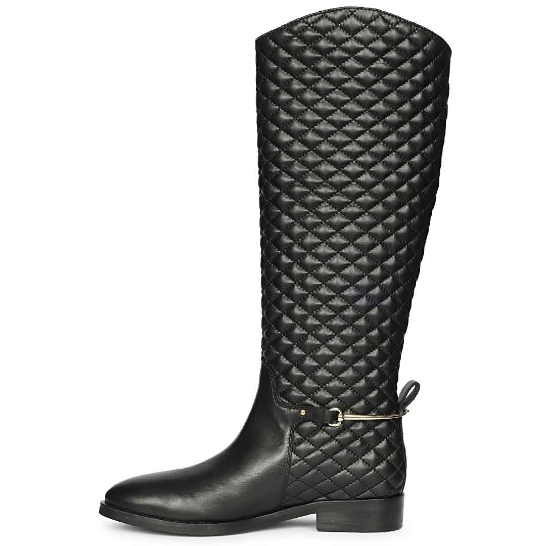 Saint Celestine Quilted Black Leather Long Boots