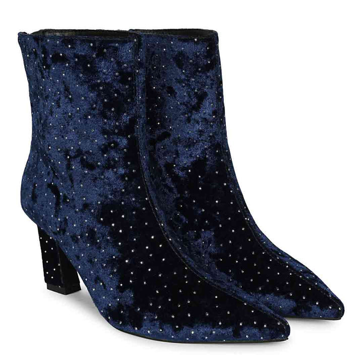 Saint Blue Leather High Ankle Boots