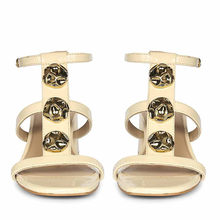Off White Dress Block Heel Sandals