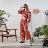 Saint Womens Orange Floral Cotton Poplin Co-ord Set