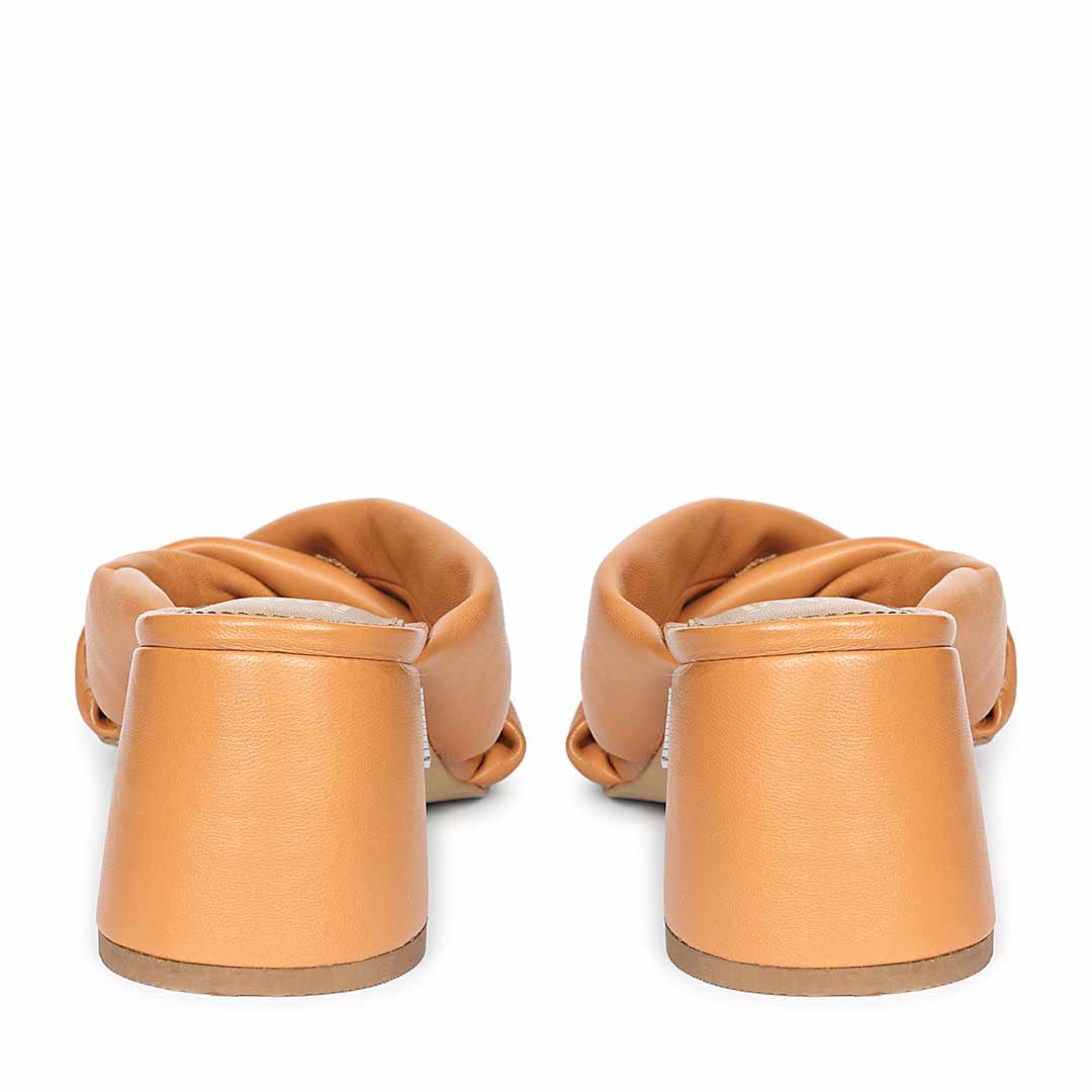 Saint Athena Tan Glove Leather Block Heels