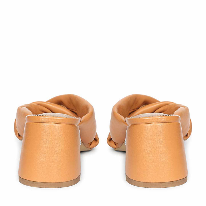 Saint Athena Tan Glove Leather Block Heels