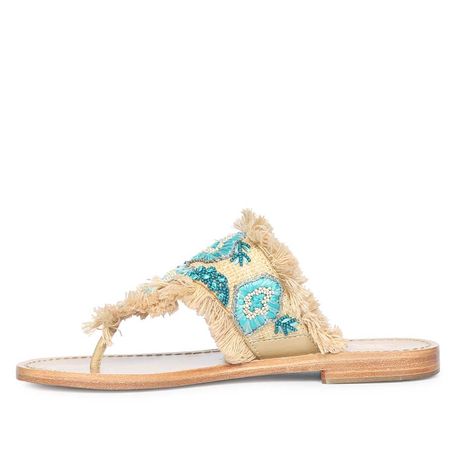 Hand embroidered leather flats women