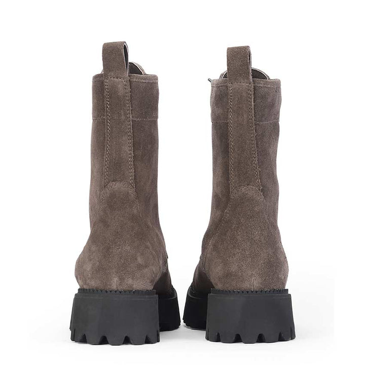 Saint Anastasia Grey Suede Leather Lace Up High Ankle Boots